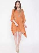 The Kaftan Company Dresses Rust Zari Embroidery Silk Kaftan