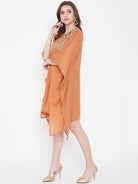 The Kaftan Company Dresses Rust Zari Embroidery Silk Kaftan