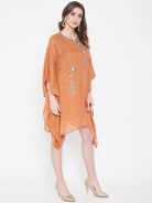 The Kaftan Company Dresses Rust Zari Embroidery Silk Kaftan