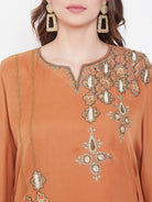 The Kaftan Company Dresses Rust Zari Embroidery Silk Kaftan