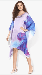 The Kaftan Company Dresses Satin Ombre Printed Kaftan with Embellishments - (Clearance - Final Sale)