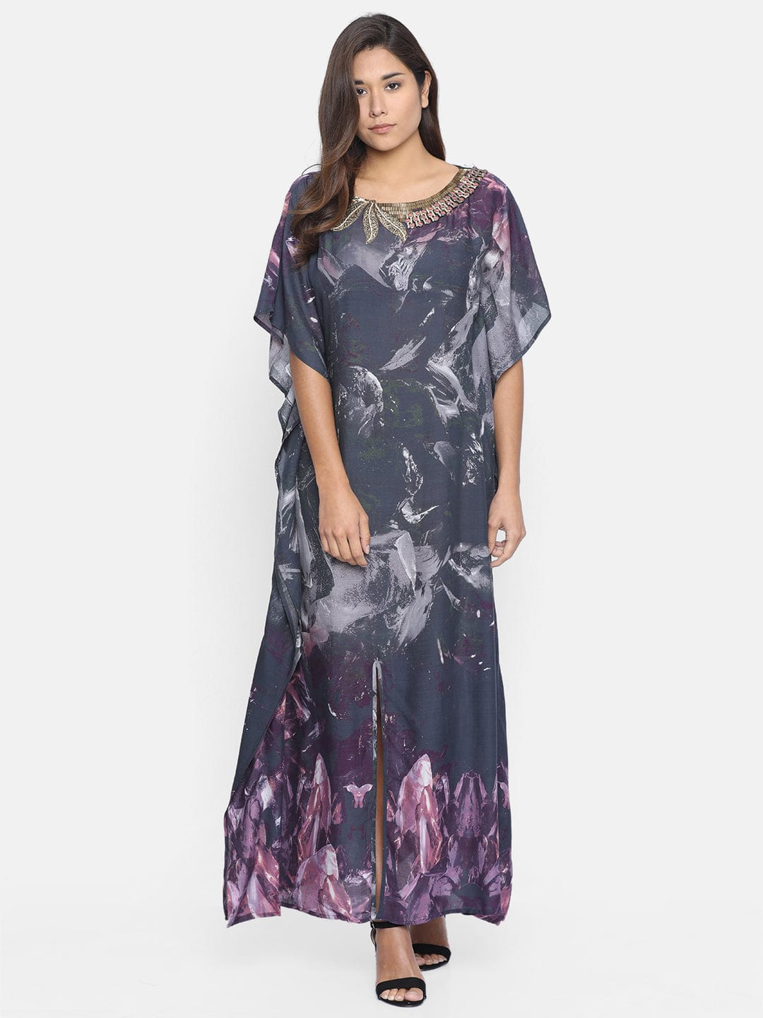 The Kaftan Company Dresses SMUDGED SKY EMBELLISHED KAFTAN DRESS - (Clearance - Final Sale)