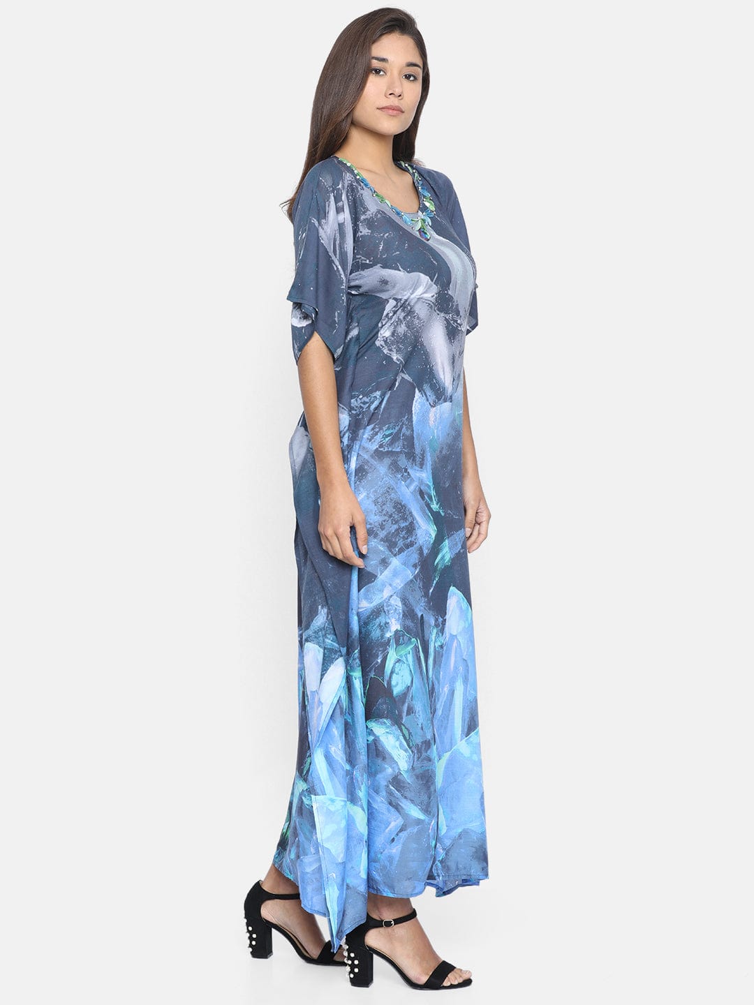 The Kaftan Company Dresses SMUDGED SKY EMBELLISHED KAFTAN DRESS - (Clearance - Final Sale)