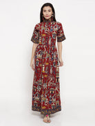 The Kaftan Company Dresses Traditional Kalamkari Printed Maxi Dress - (Clearance - Final Sale)