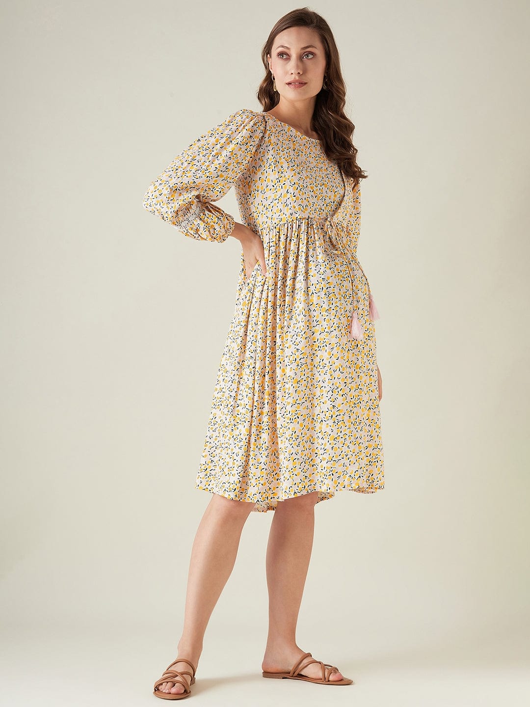 The Kaftan Company Dresses Yellow floral maternity and feeding dress