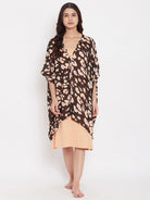 The Kaftan Company Gown Set Brown Animal Print Kaftan Coverup with Slip - (Clearance - Final Sale)