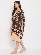 The Kaftan Company Gown Set Brown Animal Print Kaftan Coverup with Slip - (Clearance - Final Sale)