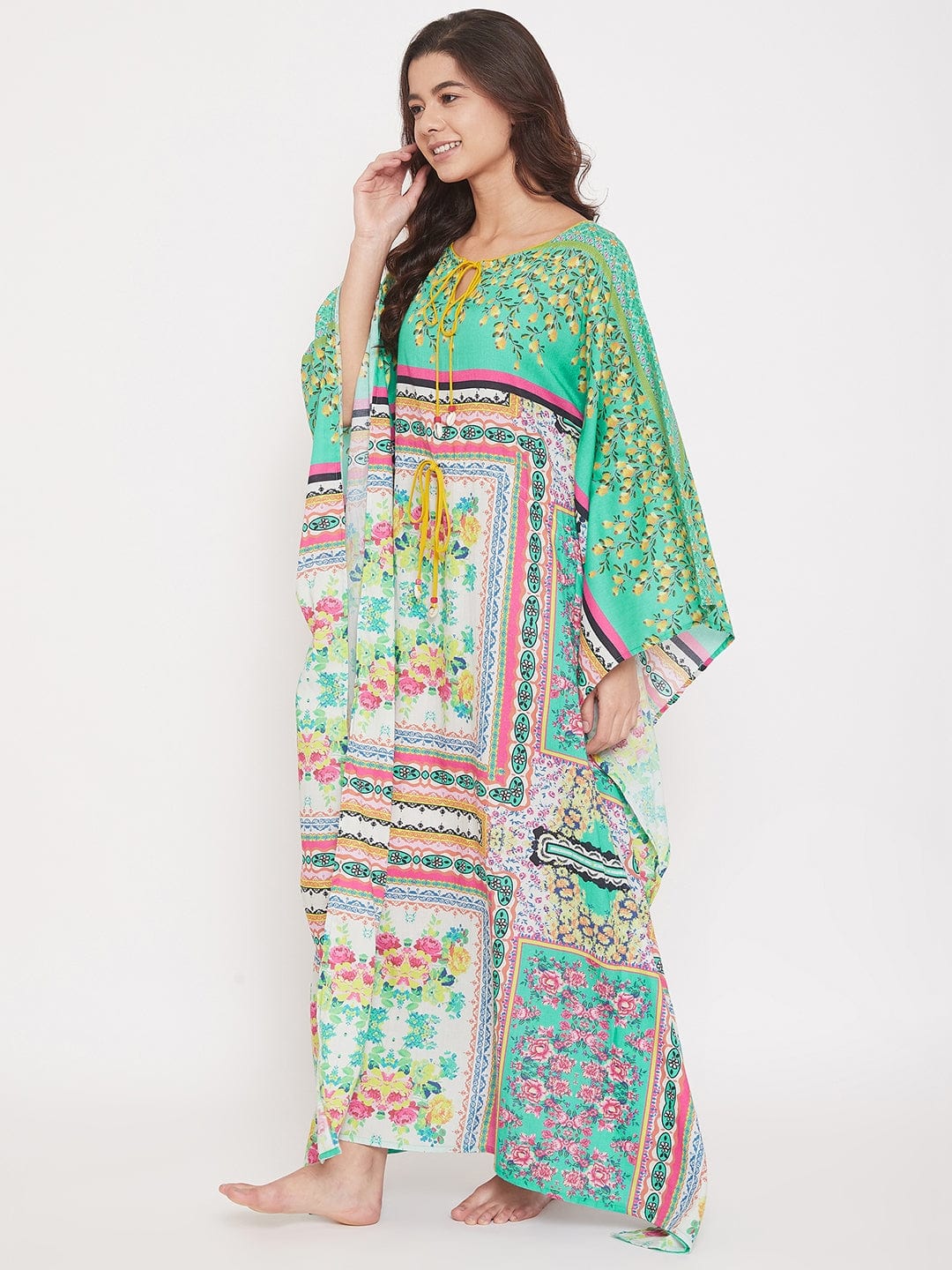 The Kaftan Company Kaftan Digital Printed Floral Cotton Maxi Kaftan (Final Sale)