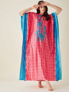 The Kaftan Company Kaftan Fuschia Fusion Floral Printed Satin Kaftan (Final Sale)
