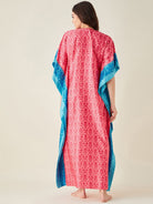 The Kaftan Company Kaftan Fuschia Fusion Floral Printed Satin Kaftan (Final Sale)