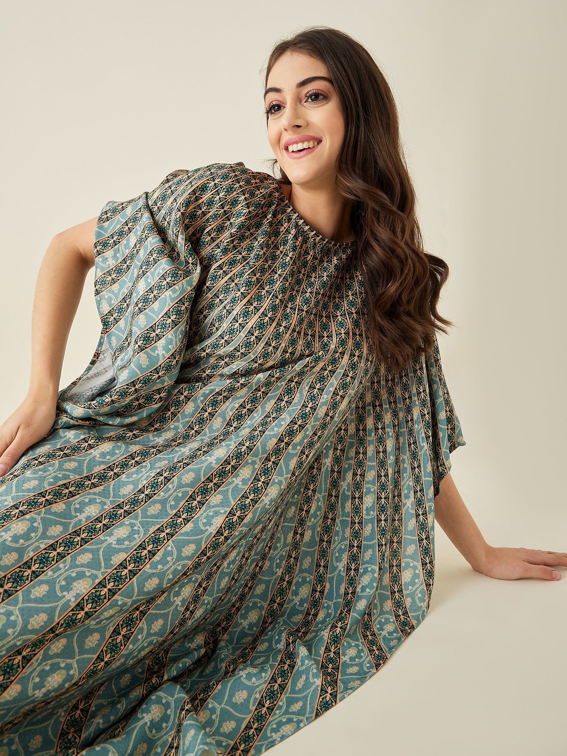 The Kaftan Company Kaftan Green Sunburst Supersoft Kaftan Loungewear