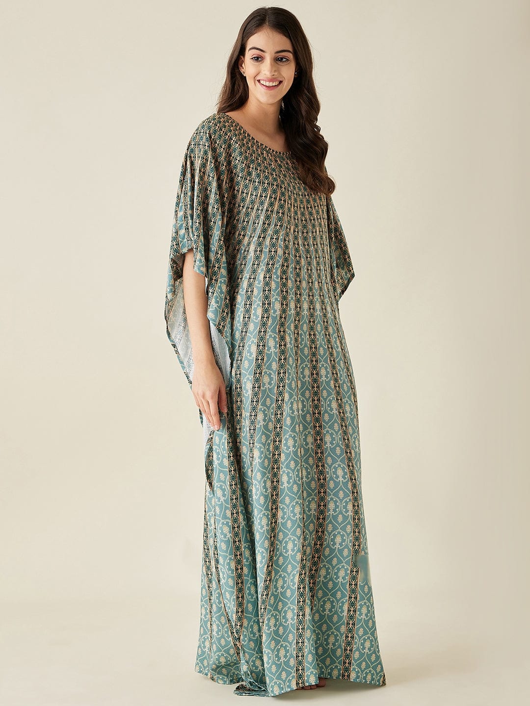 The Kaftan Company Kaftan Green Sunburst Supersoft Kaftan Loungewear
