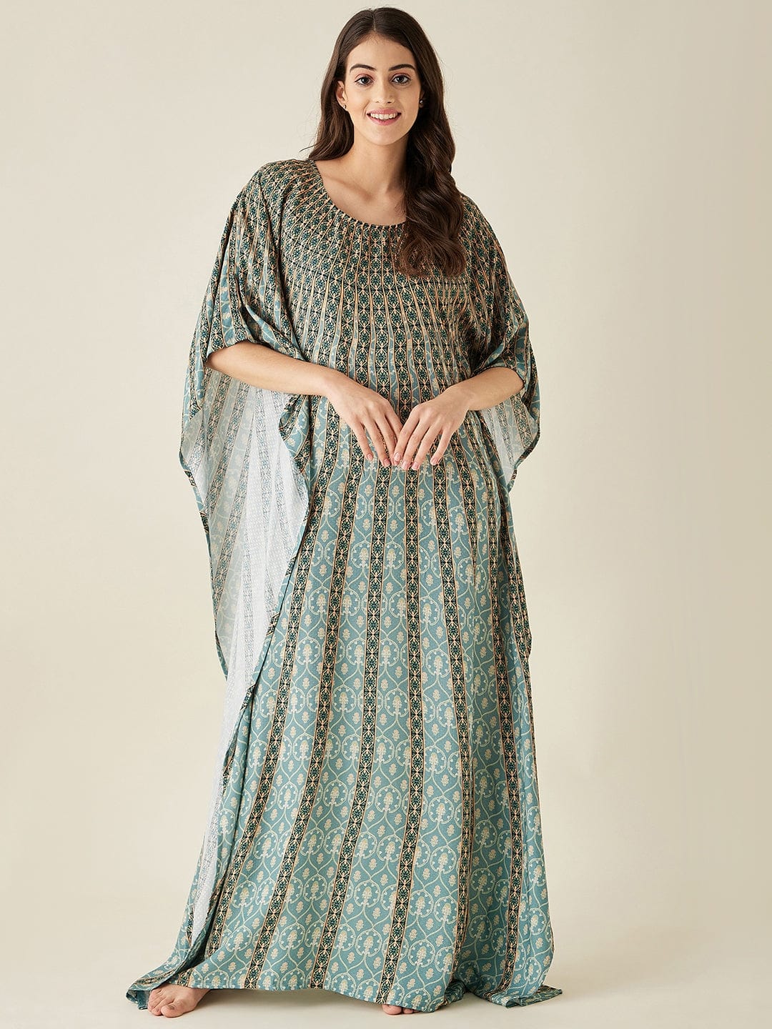 The Kaftan Company Kaftan Green Sunburst Supersoft Kaftan Loungewear