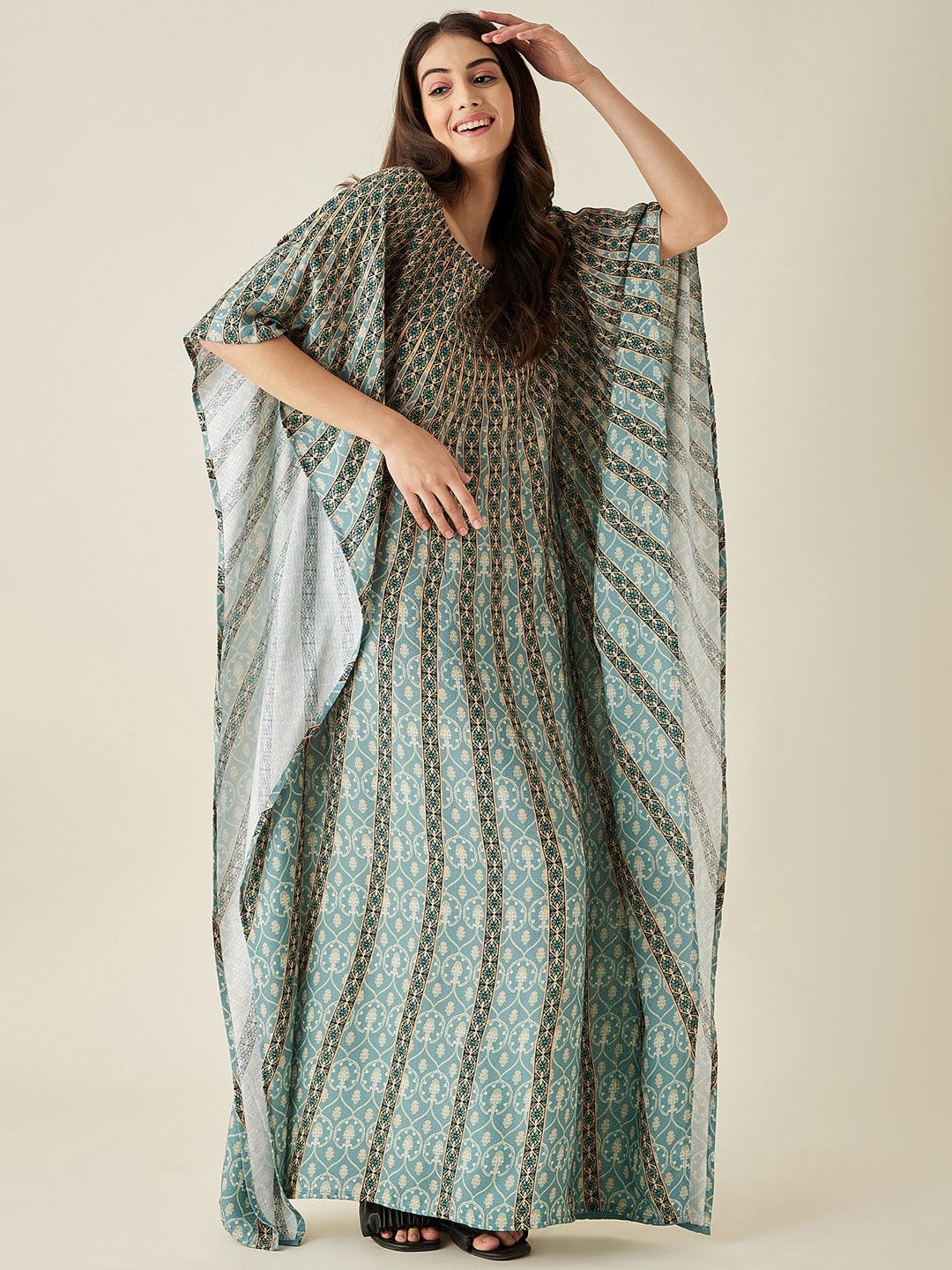 The Kaftan Company Kaftan Green Sunburst Supersoft Kaftan Loungewear