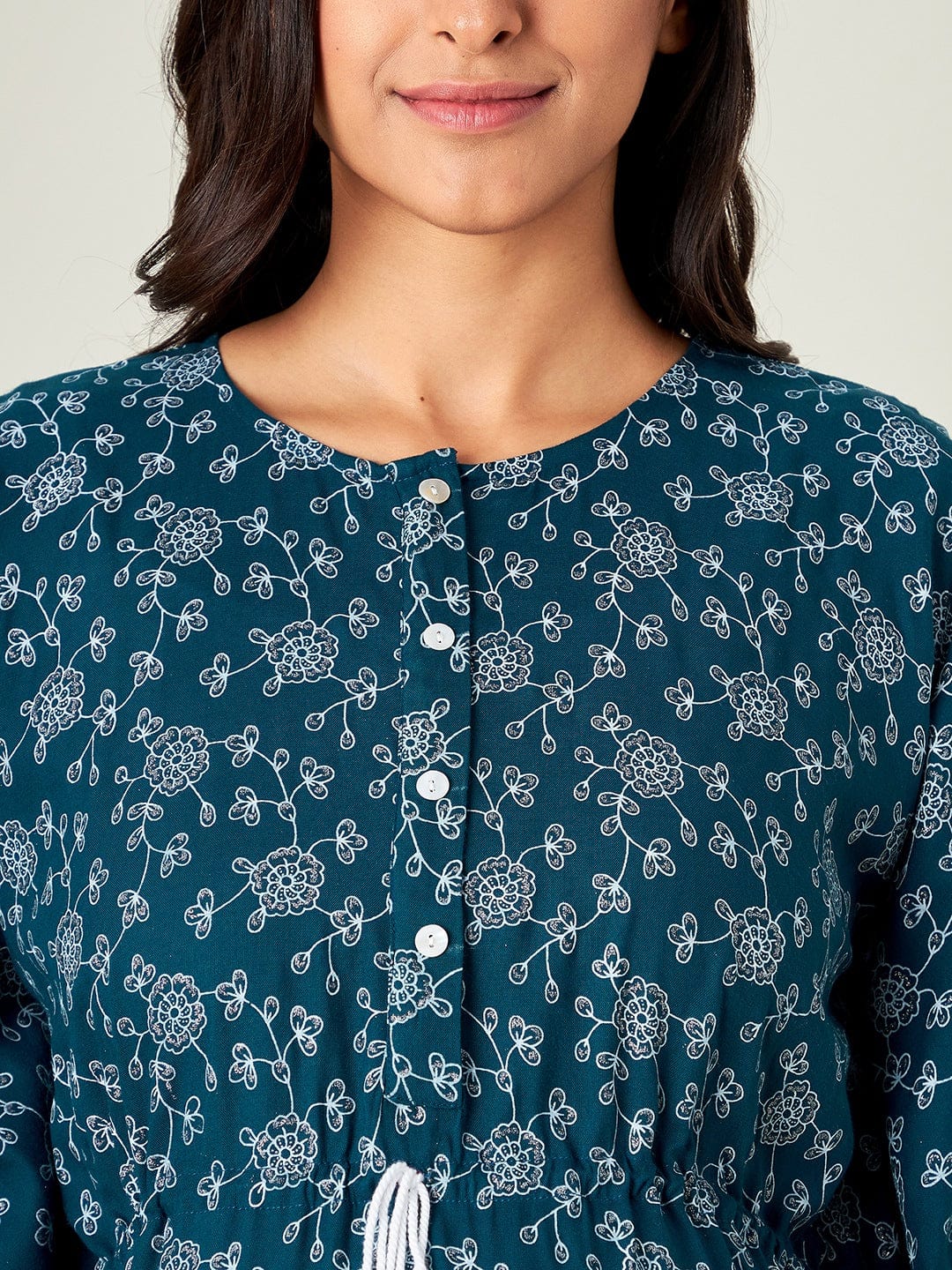 The Kaftan Company Kaftan Ink Blue Florets Maternity Kaftan - (Clearance - Final Sale)