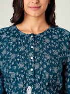 The Kaftan Company Kaftan Ink Blue Florets Maternity Kaftan - (Clearance - Final Sale)