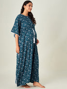 The Kaftan Company Kaftan Ink Blue Florets Maternity Kaftan - (Clearance - Final Sale)