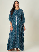 The Kaftan Company Kaftan Ink Blue Florets Maternity Kaftan - (Clearance - Final Sale)
