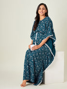 The Kaftan Company Kaftan Ink Blue Florets Maternity Kaftan - (Clearance - Final Sale)
