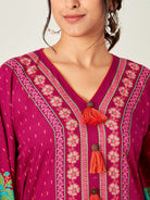 The Kaftan Company Kaftan Magenta Borders and Flora Resort Dress