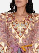 The Kaftan Company Kaftan Mauve Persian Ornamental Satin Kaftan - (Clearance - Final Sale)