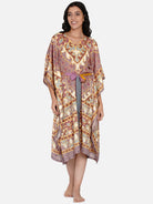 The Kaftan Company Kaftan Mauve Persian Ornamental Satin Kaftan - (Clearance - Final Sale)