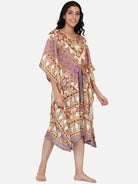 The Kaftan Company Kaftan Mauve Persian Ornamental Satin Kaftan - (Clearance - Final Sale)