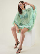 The Kaftan Company Kaftan Mint Green Polka Print Resort Kaftan