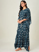 The Kaftan Company Kaftan Navy Blue Bandhani Loungewear Kaftan