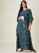 The Kaftan Company Kaftan Navy Blue Bandhani Loungewear Kaftan