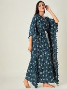 The Kaftan Company Kaftan Navy Blue Bandhani Loungewear Kaftan