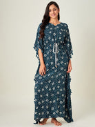 The Kaftan Company Kaftan Navy Blue Bandhani Loungewear Kaftan