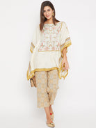 The Kaftan Company Kaftan Off White Cotton-Silk Palampore Kaftan