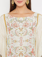 The Kaftan Company Kaftan Off White Cotton-Silk Palampore Kaftan