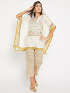 The Kaftan Company Kaftan Off White Cotton-Silk Palampore Kaftan