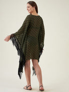The Kaftan Company Kaftan Olive Green And Black Resort Kaftan