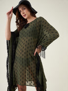 The Kaftan Company Kaftan Olive Green And Black Resort Kaftan