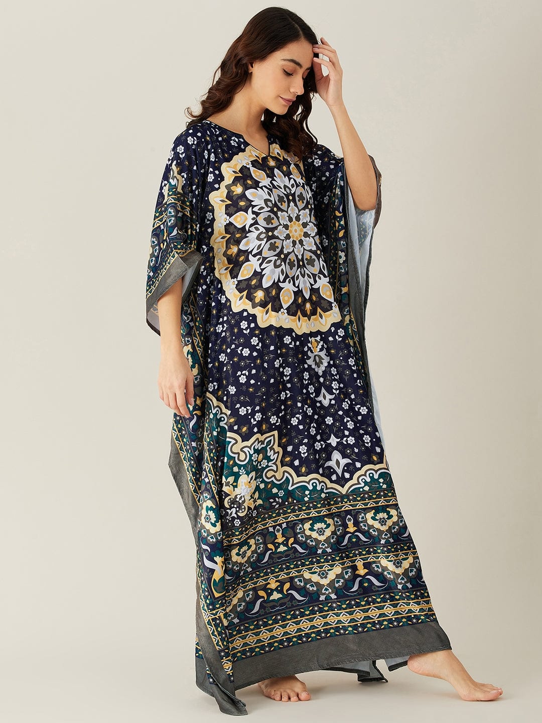 The Kaftan Company Kaftan Olive Moroccan Symmetry Velvet Maxi Kaftan - (Clearance - Final Sale)