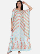 The Kaftan Company Kaftan Pastel Blue Rose Vine Kaftan - (Clearance - Final Sale)