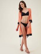The Kaftan Company Kaftan Peach Rush Lace Resort Coverup