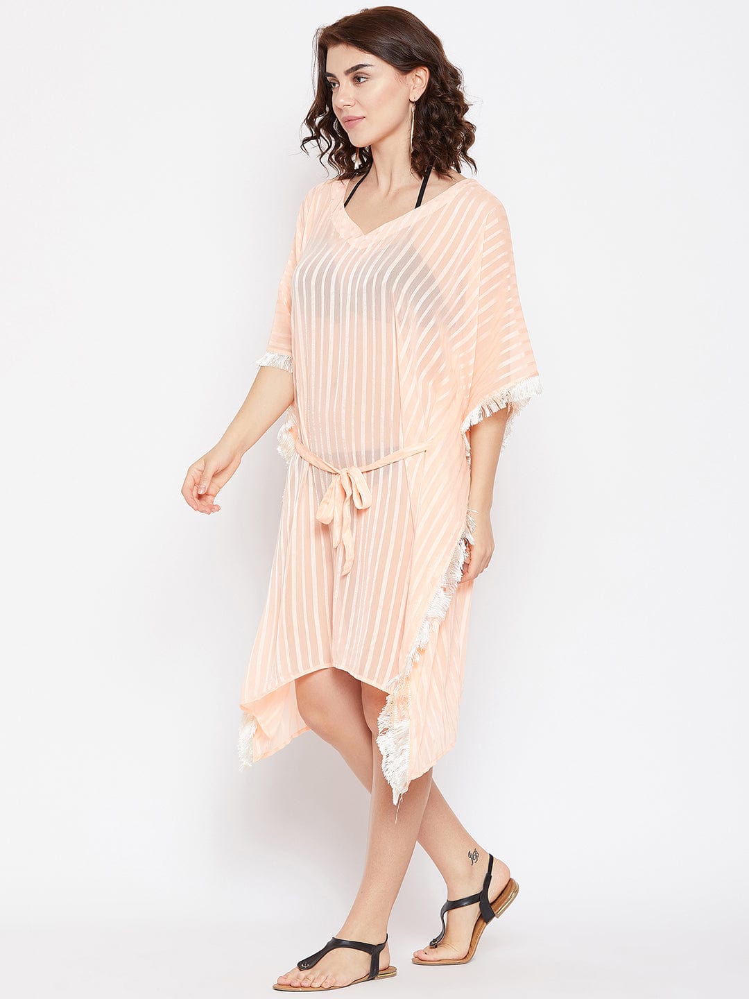 The Kaftan Company Kaftan Peach Stripes Resort Kaftan - (Clearance - Final Sale)