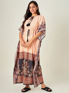 The Kaftan Company Kaftan Peach Tinge Geometric Loungewear Kaftan (Final Sale)