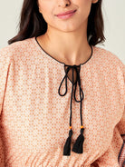 The Kaftan Company Kaftan Peach Tinge Geometric Loungewear Kaftan (Final Sale)