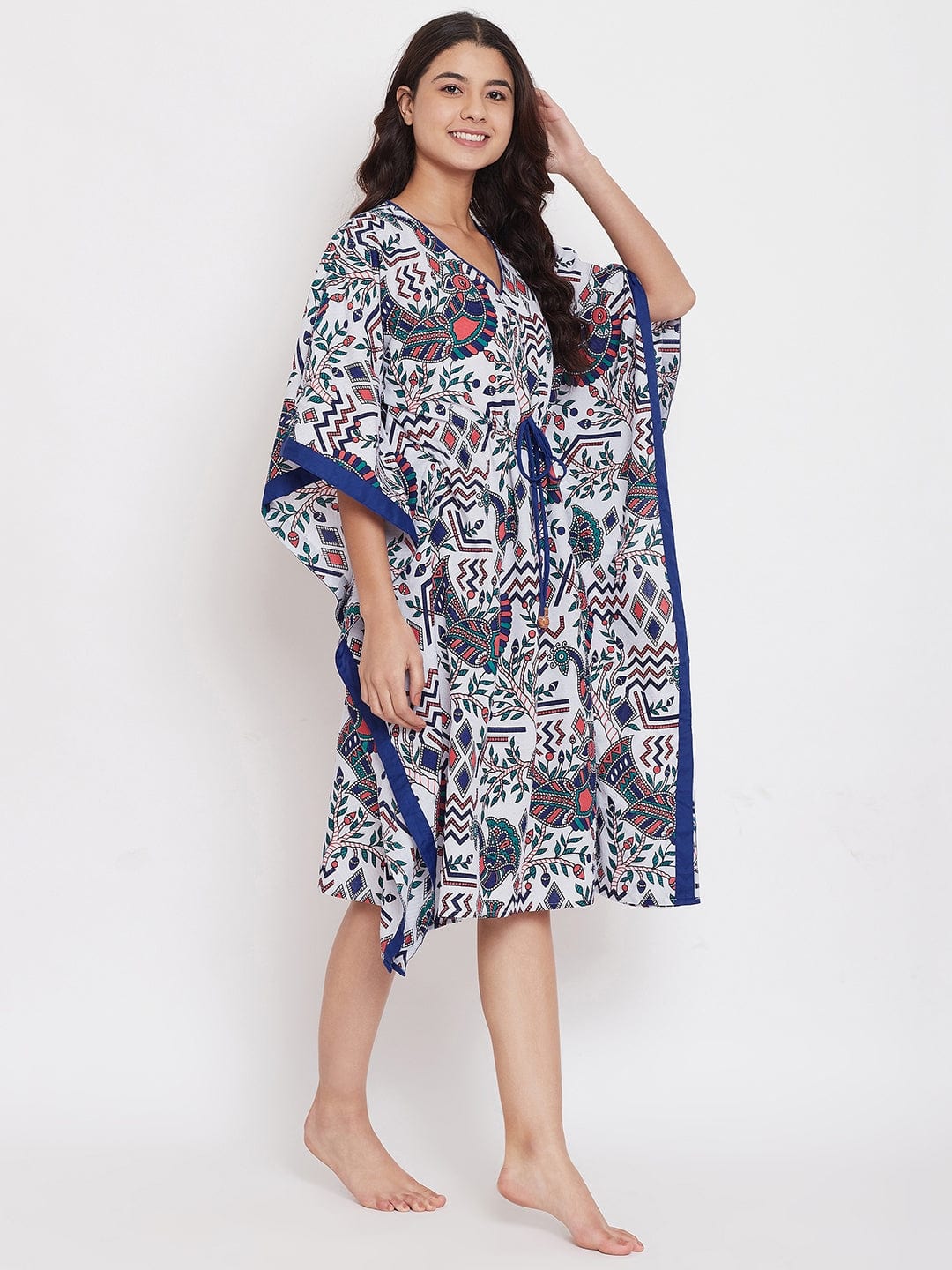 The Kaftan Company Kaftan Peacock Hand Block Cotton Kaftan