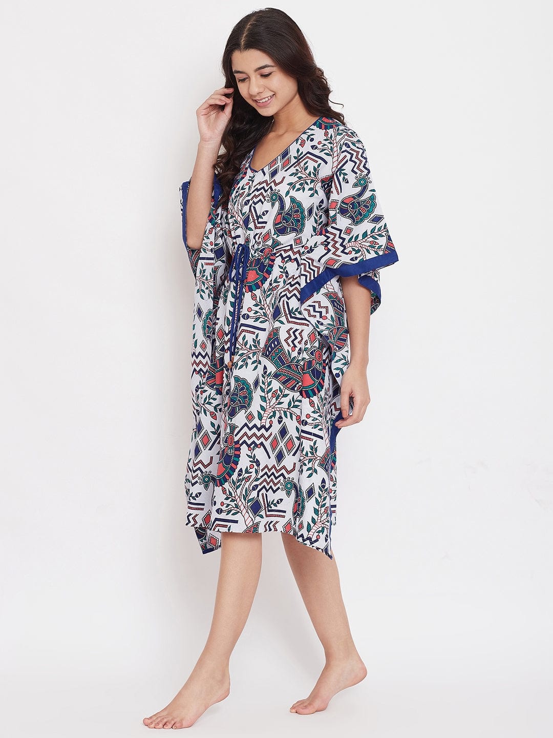 The Kaftan Company Kaftan Peacock Hand Block Cotton Kaftan