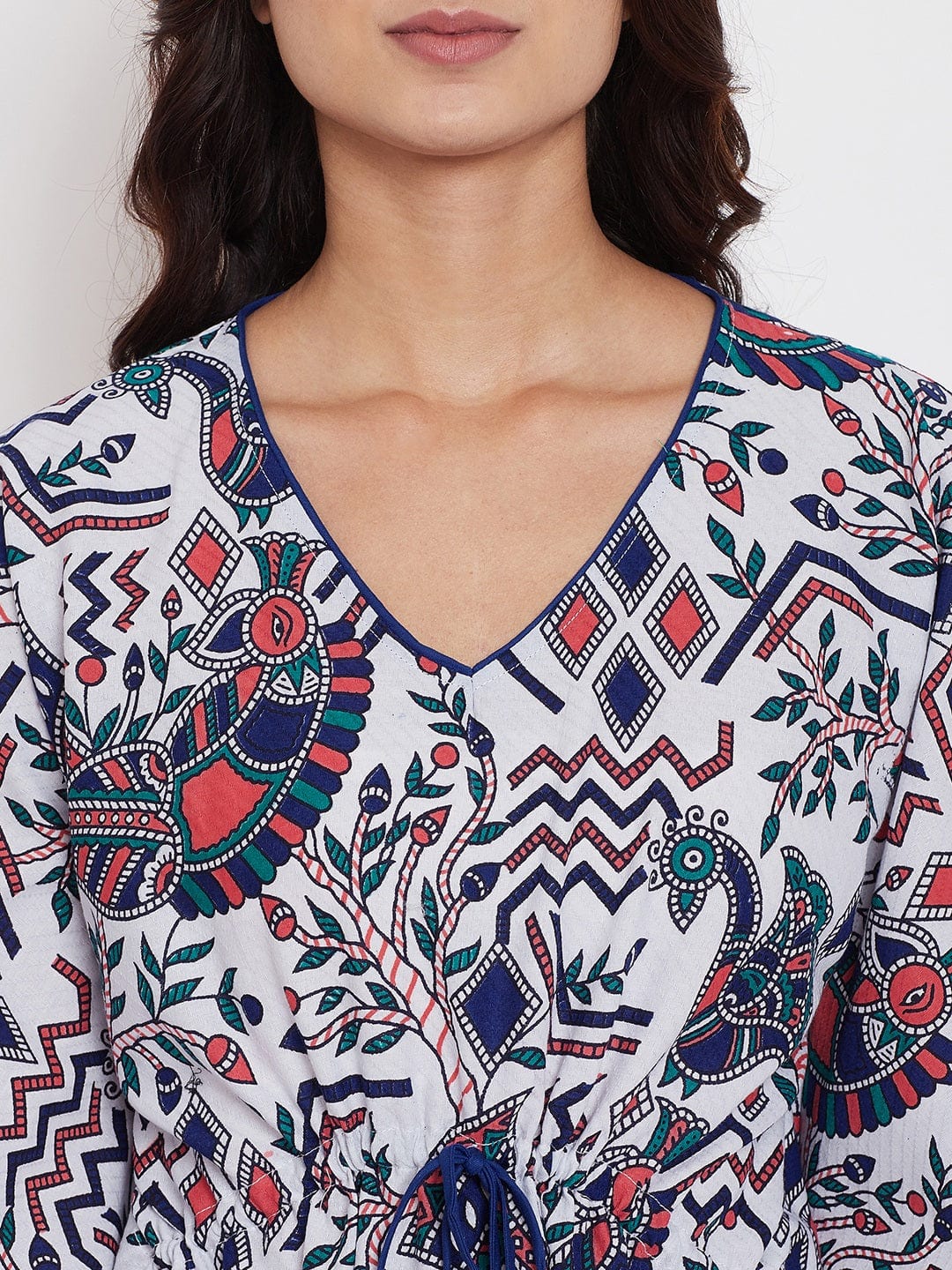 The Kaftan Company Kaftan Peacock Hand Block Cotton Kaftan