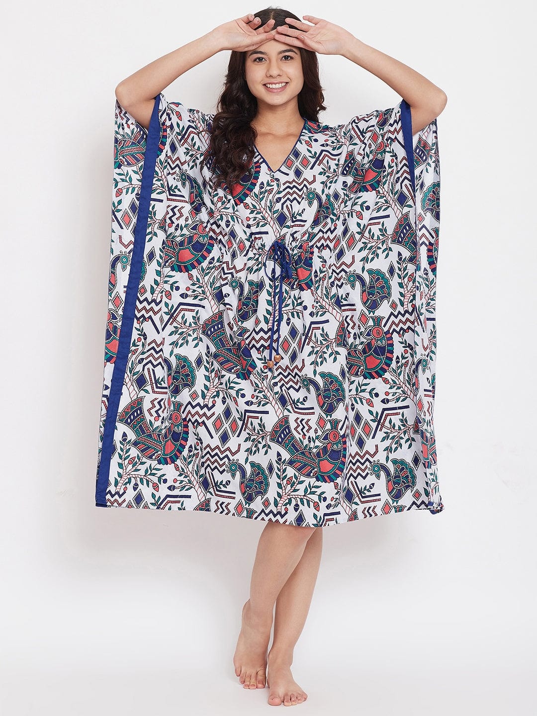 The Kaftan Company Kaftan Peacock Hand Block Cotton Kaftan