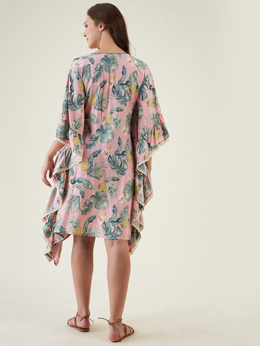 The Kaftan Company Kaftan Pink Palm Tropical Resortwear Kaftan - (Clearance - Final Sale)