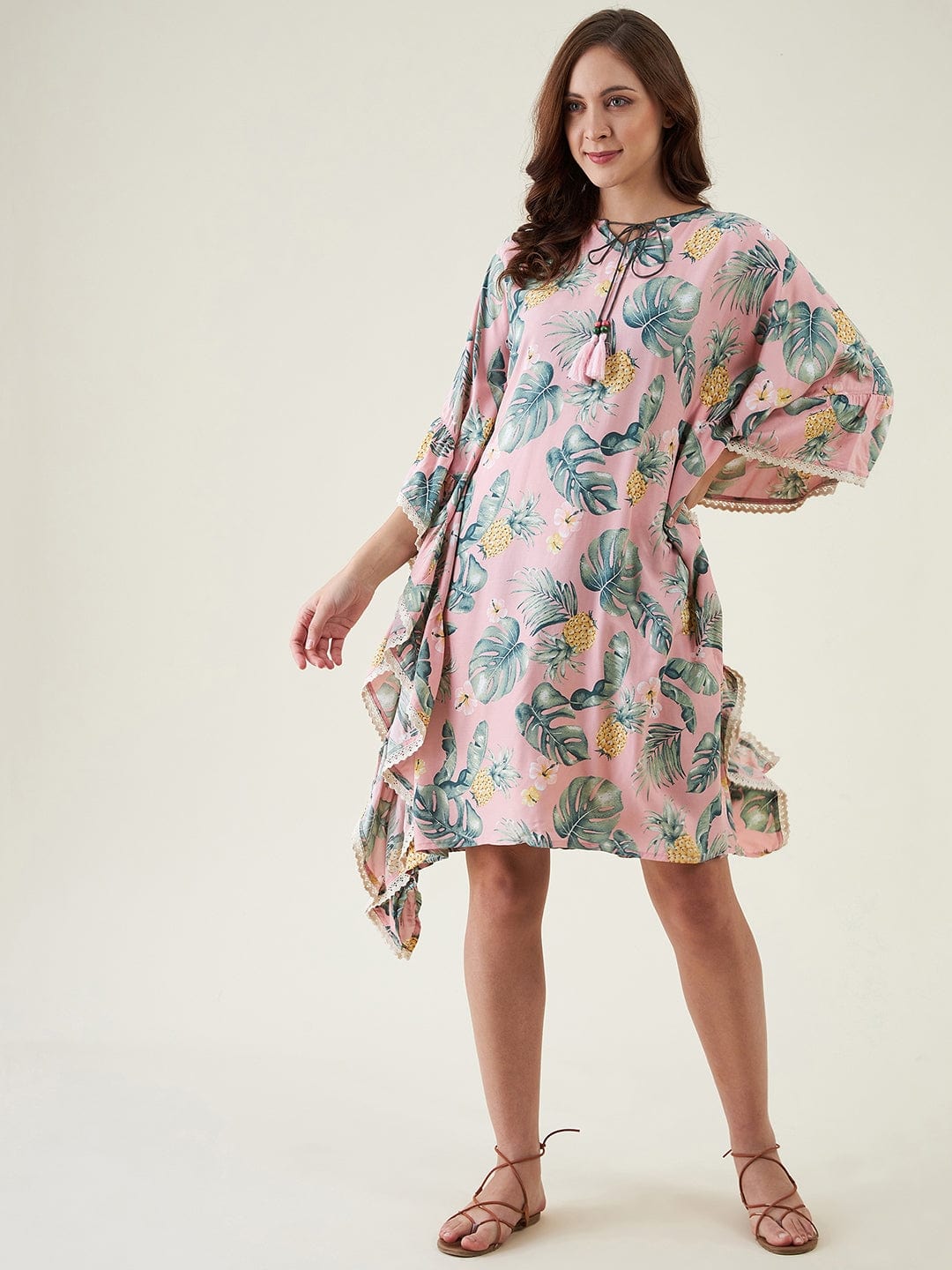 The Kaftan Company Kaftan Pink Palm Tropical Resortwear Kaftan - (Clearance - Final Sale)