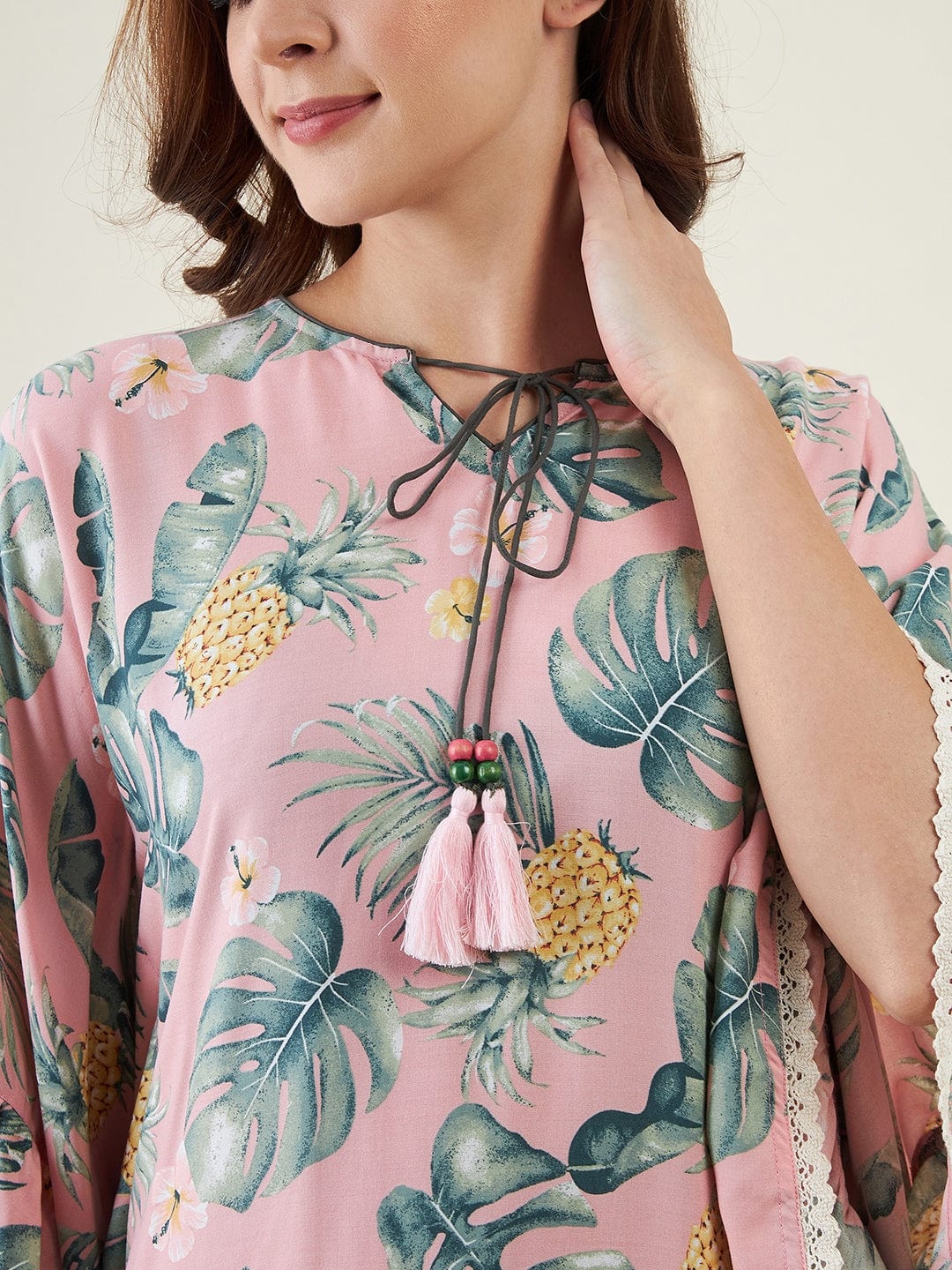 The Kaftan Company Kaftan Pink Palm Tropical Resortwear Kaftan - (Clearance - Final Sale)